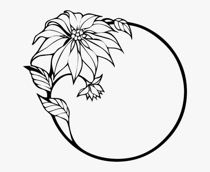 Poinsettia, Christmas, Christmas Flower, Wreath - Flowers Clip Art Black And White Border, transparent png download