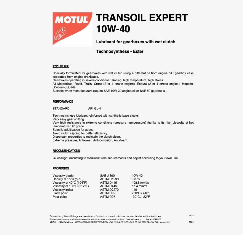 Transoil Expert 10w40 Tds - 8100 X Cess Motul, transparent png download