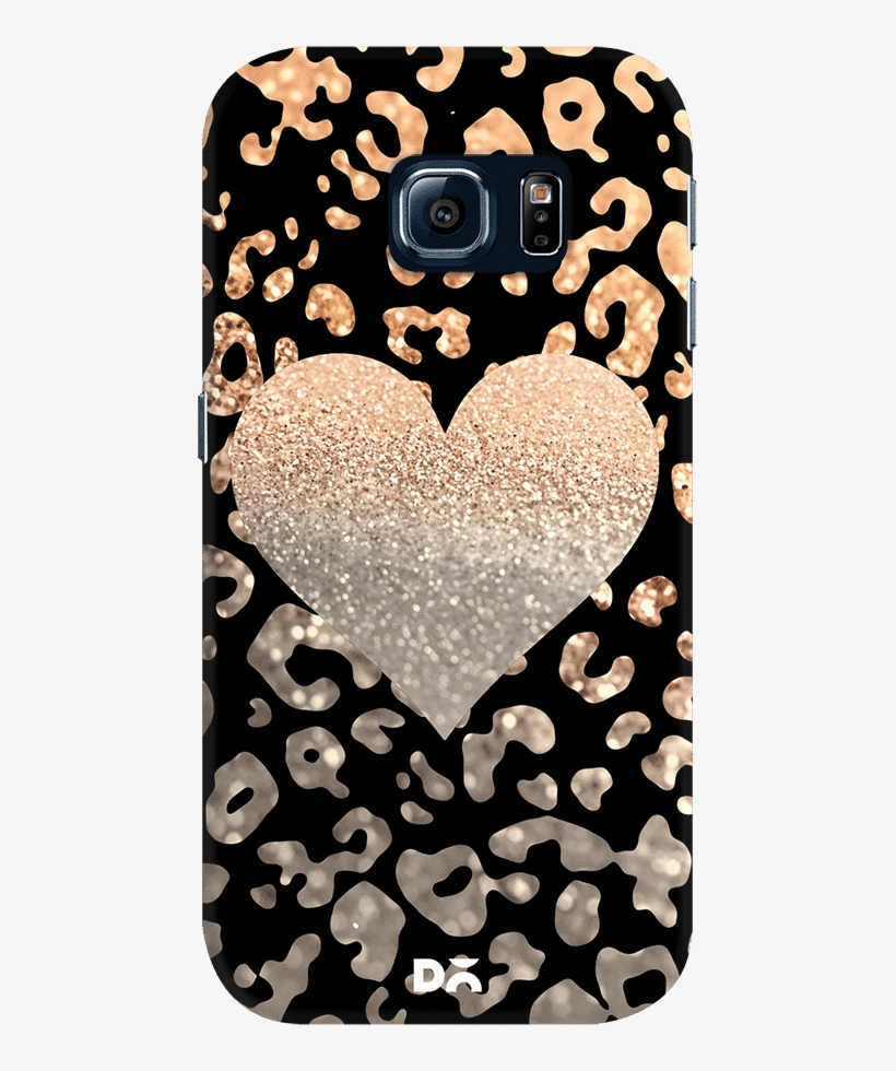 Dailyobjects Gold Heart Leo Black Case Cover For Samsung - Teal Glitter Iphone 6 Slim Case By Monika Strigel, transparent png download
