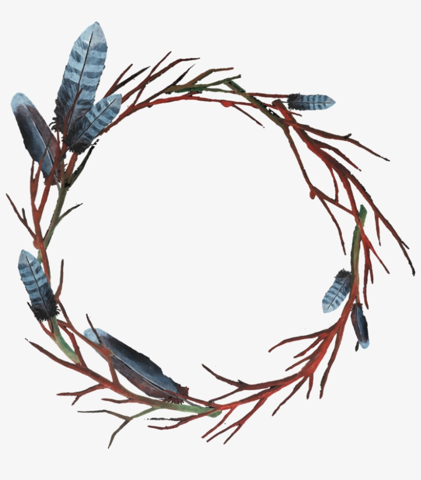 Circle Feather Frame Border Flower - Feather Circle Frame Png PNG Image
