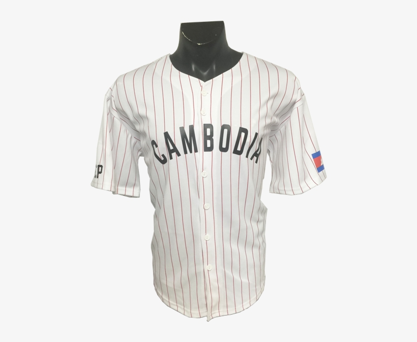 Image Of Rep Cambodia Pin Striped Baseball Jersey - Cambodian Baseball Jersey, transparent png download