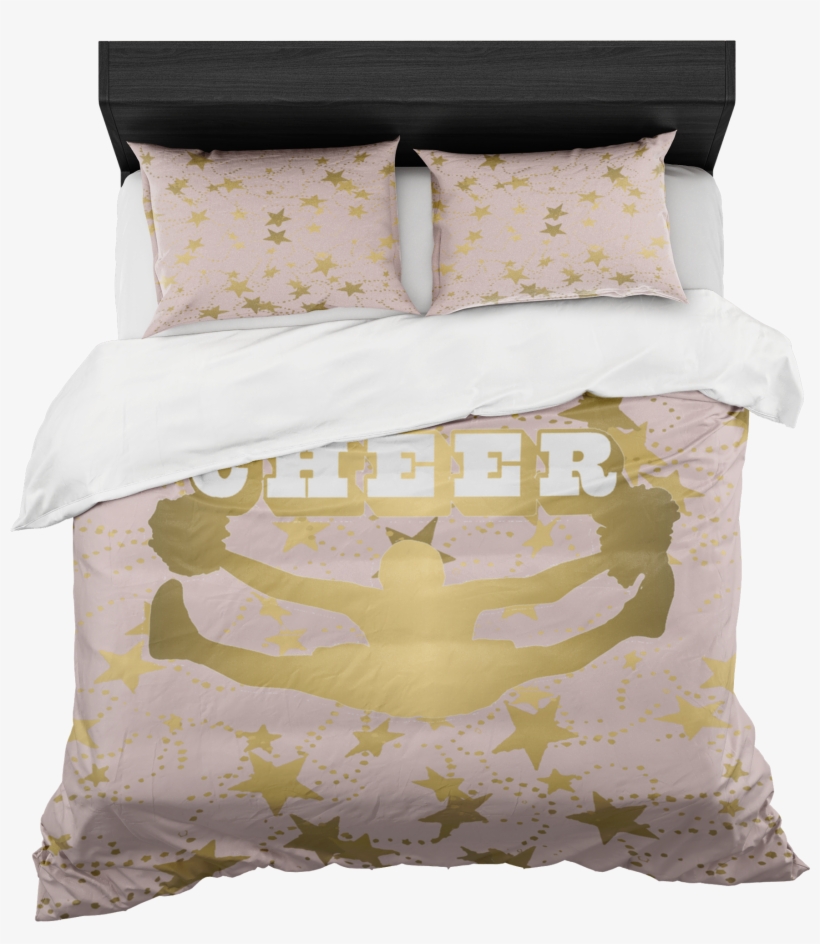 Cheer Silhouette With Stars In Gold And Pale Pink Duvet - Gold Pineapple Bedding, transparent png download