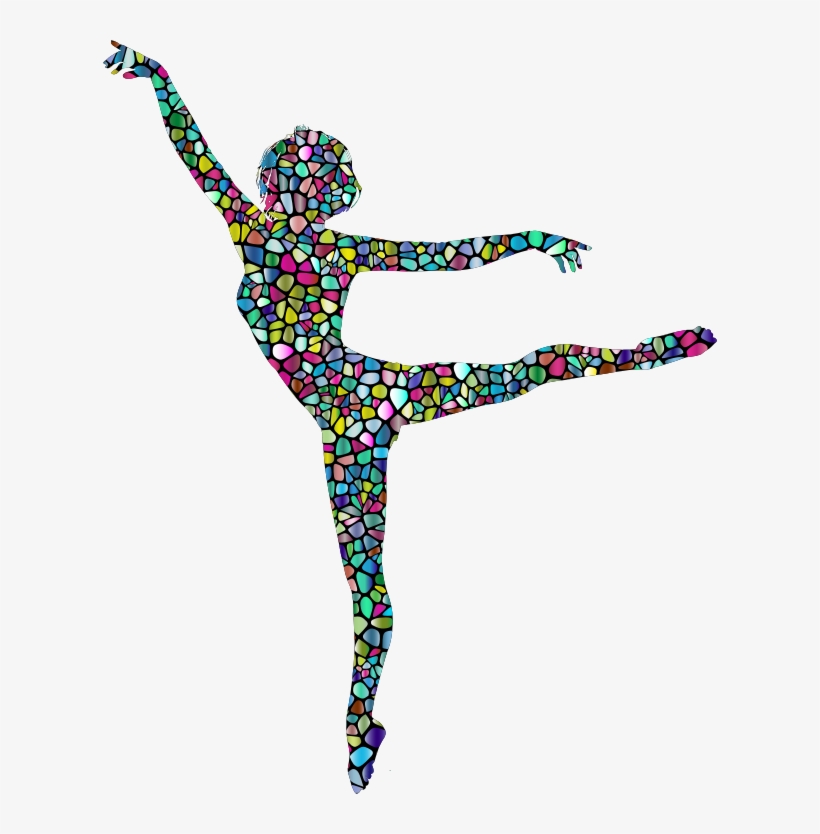Polychromatic Tiled Lithe Dancing Woman Silhouette, transparent png download