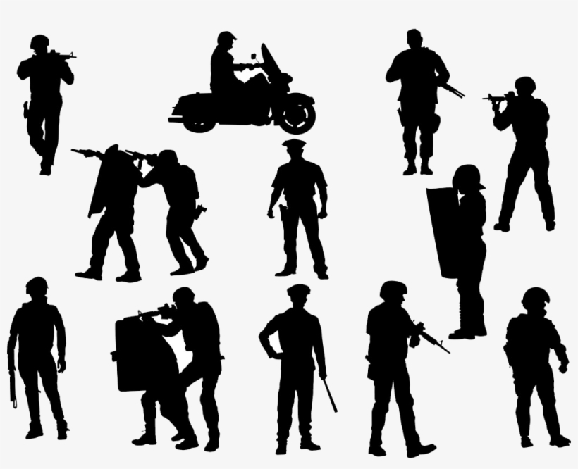 Police Officer Illustration Motorcycle Soldiers Buckle - Policeman Silhouette Vector, transparent png download