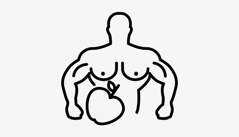Male Muscular Outline With Apple Vector - Bodybuilding, transparent png download