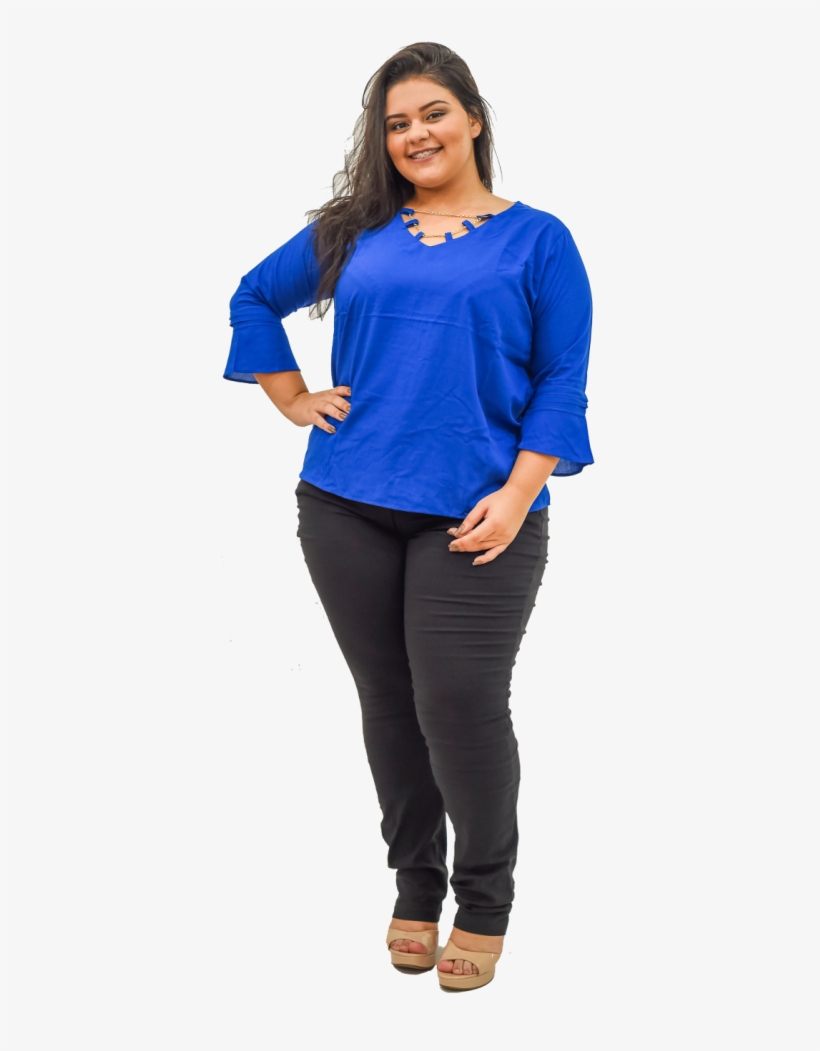 Blusa Manga Flare Com Detalhe De Corrente No Decote - Viscose, transparent png download