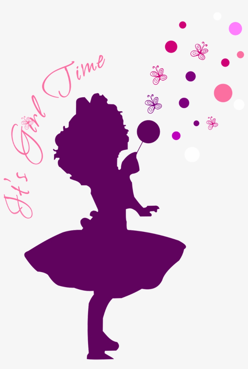 It's Girl Time - Girl Blowing Bubbles Silhouette, transparent png download