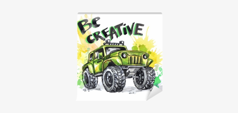 Watercolor Multicolor Illustration - Monster Truck Watercolor, transparent png download