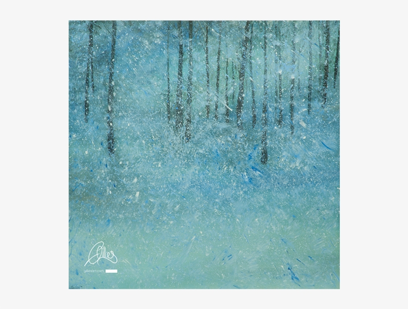 Snow Fall In The Woods Forest Painting - Snowfall, transparent png download