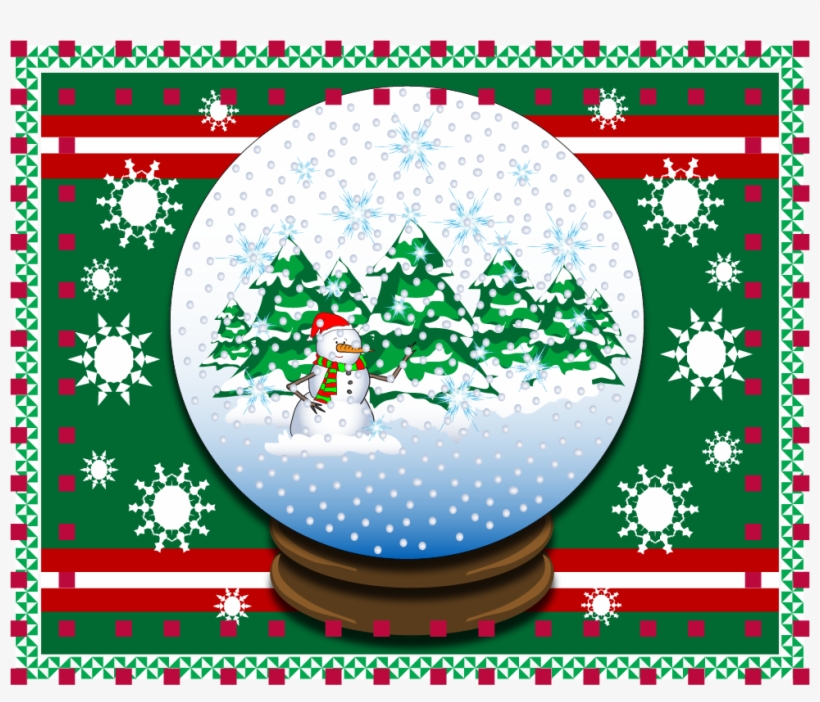An Illustration Of A Snow Globe Containing A Snowman - Christmas Tree Skirt, transparent png download