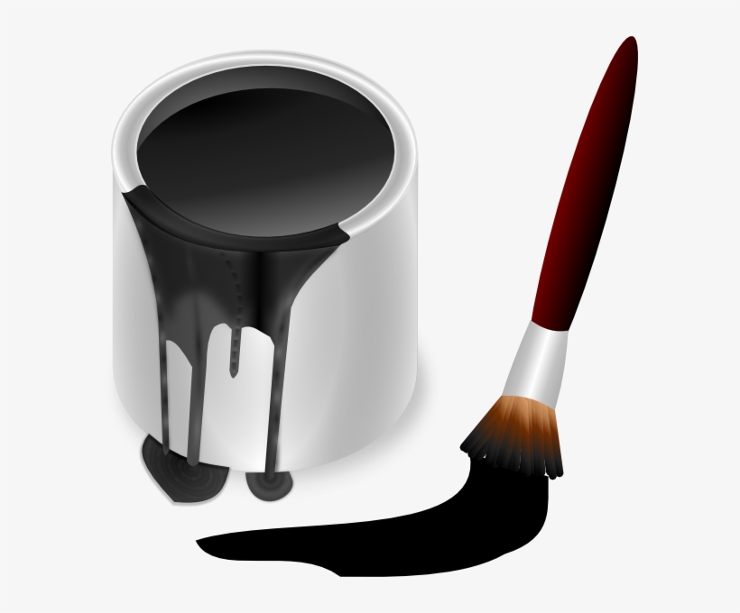 Black Paint Bucket With Paint Brush Svg Clip Arts 594, transparent png download