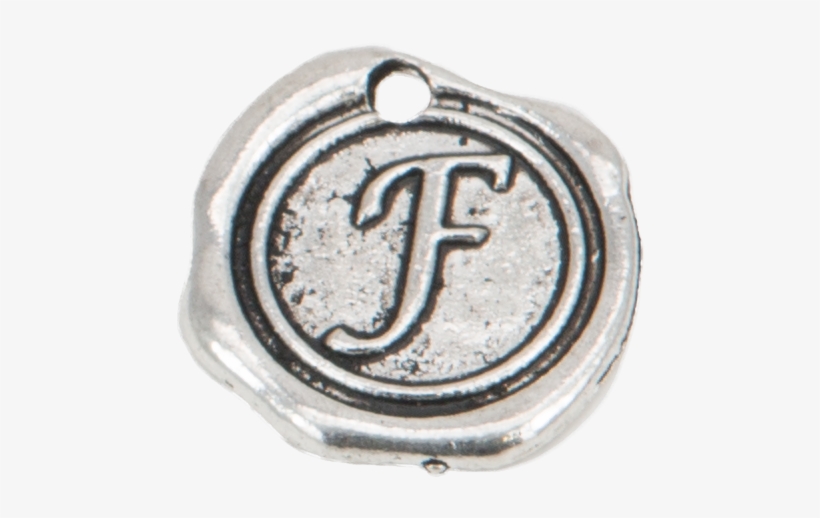 Silver Wax Seal "f" Charm - Silver, transparent png download
