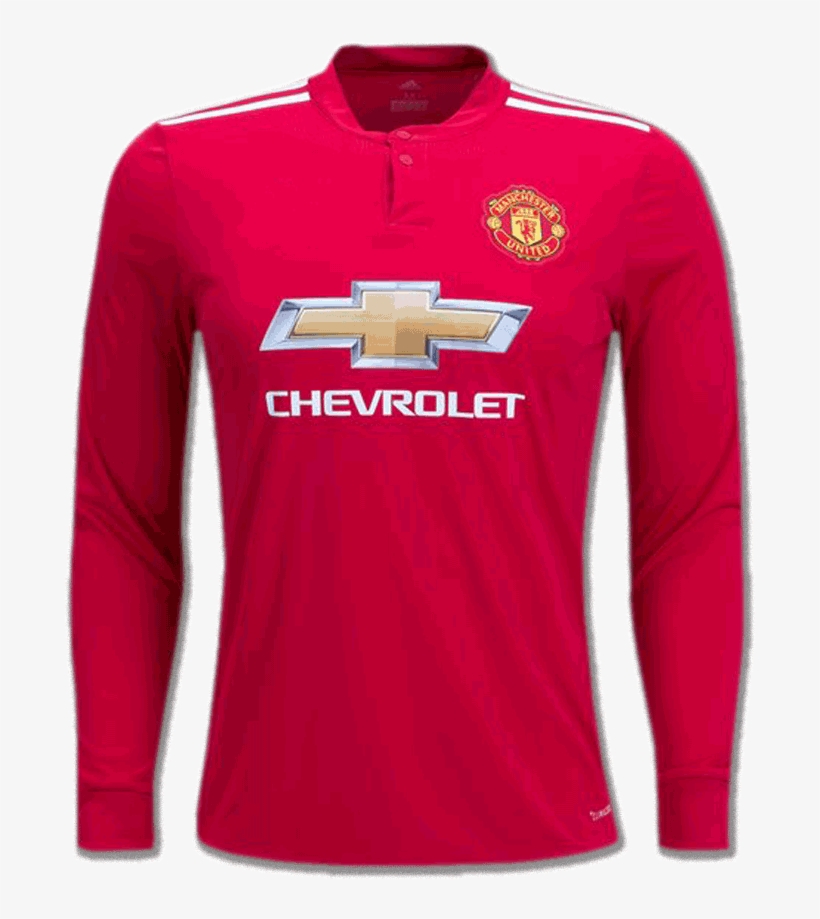 Manchester United Long Sleeves Football Jersey Home - New Season Manchester United Home Longsleeve 2017 -, transparent png download