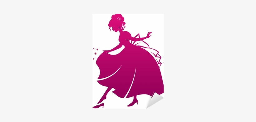Silhouette Of Cinderella Wearing Her Glass Slipper - Black And White Clip Art Cinderella, transparent png download