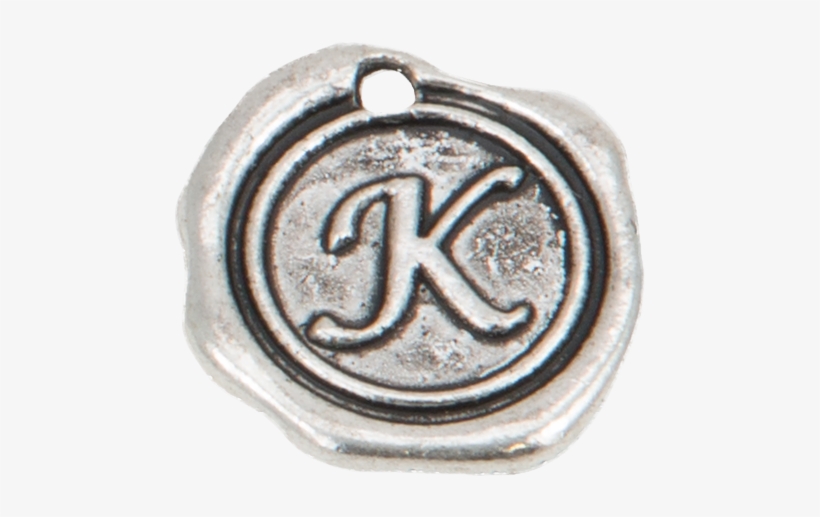 Silver Wax Seal "k" Charm - Silver, transparent png download