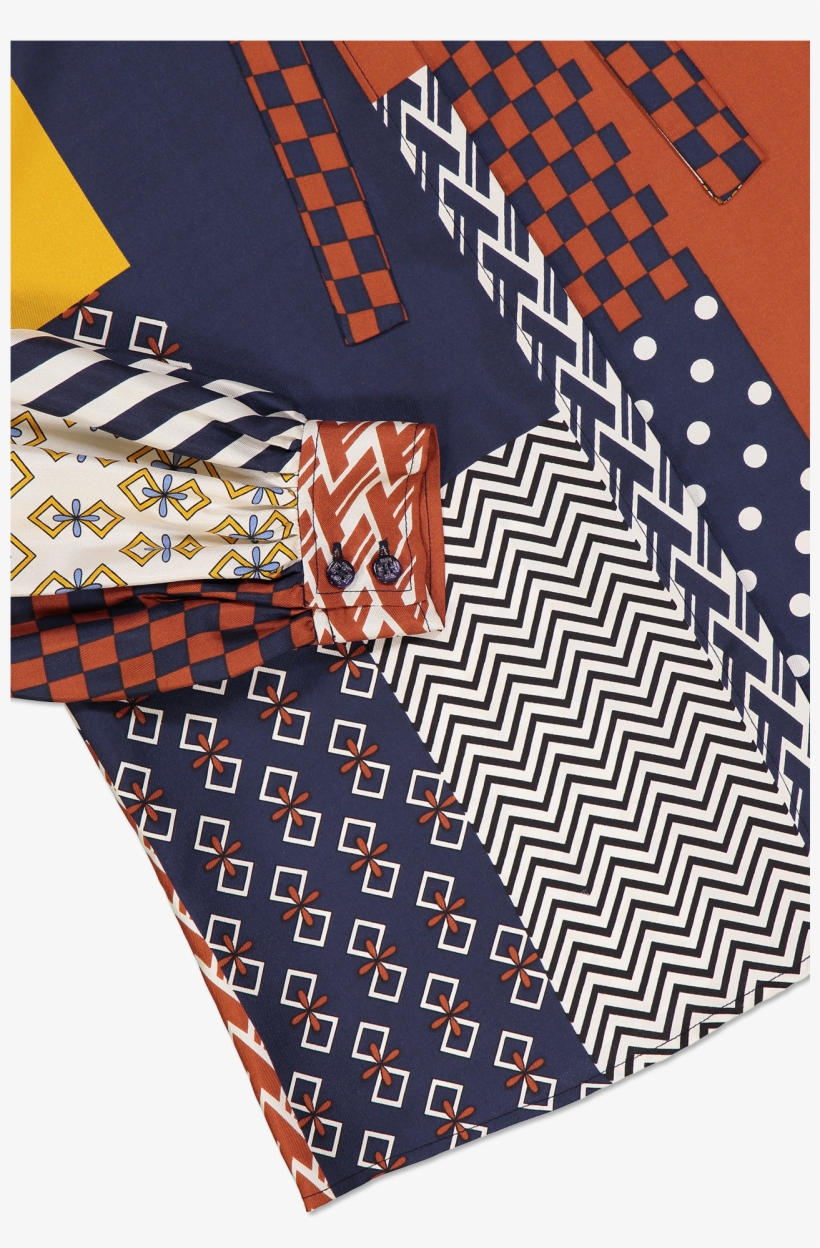 Ls Vivian Blouse Geometric Patchwork - Designers Guild Hiranya Fabric - Noir - Fdg2192/04, transparent png download