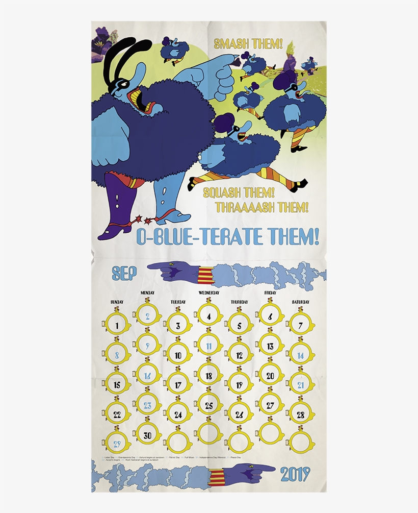 Yellow Submarine 2019 Calendar, transparent png download