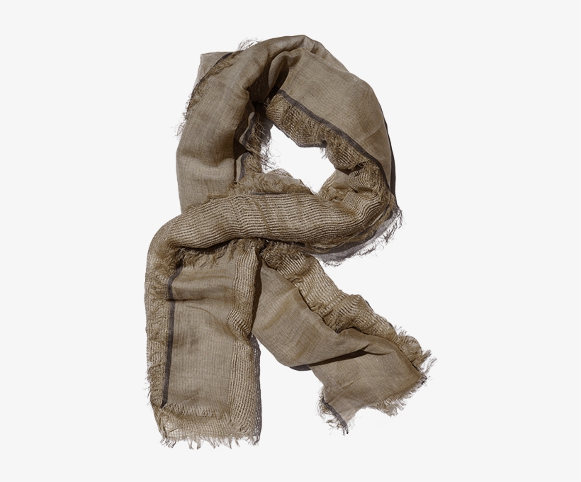 Linen Net Beige Scarf With Fine Black Border And A - Linen, transparent png download