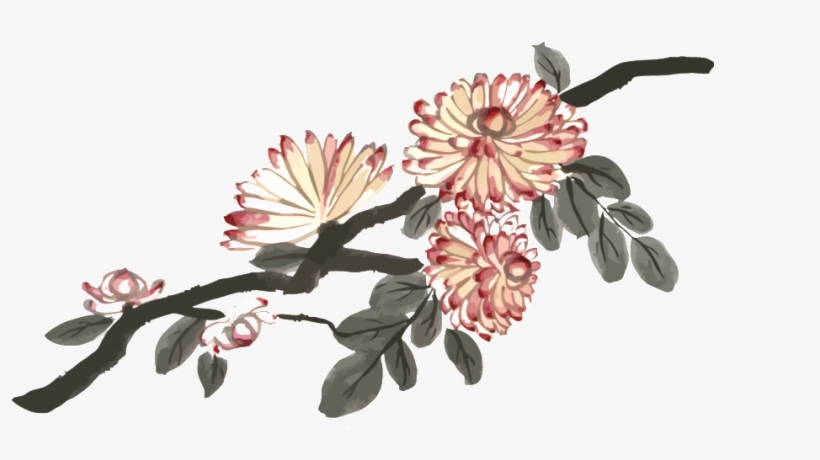Fresh Deep Pink Hand Painted Chrysanthemum Decorative - Painting, transparent png download