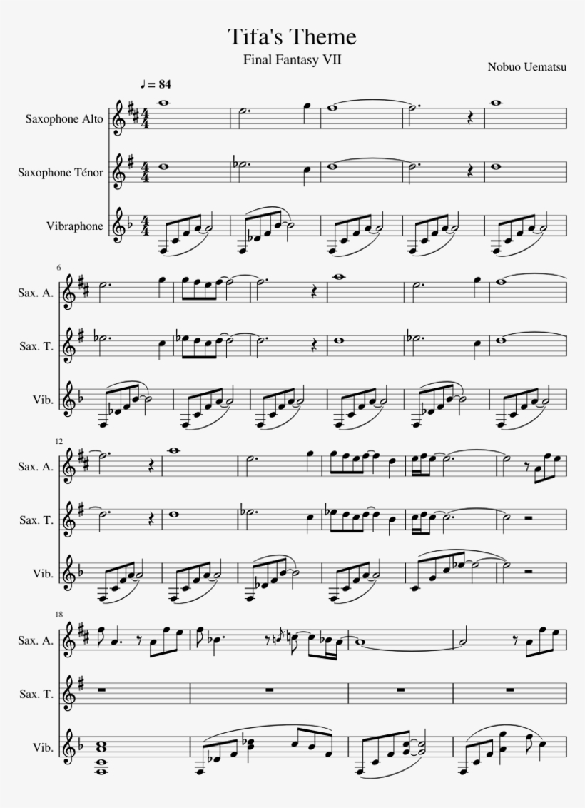 Final Fantasy Vii Saxophone Quintet No. 1 PNG Image Transparent PNG