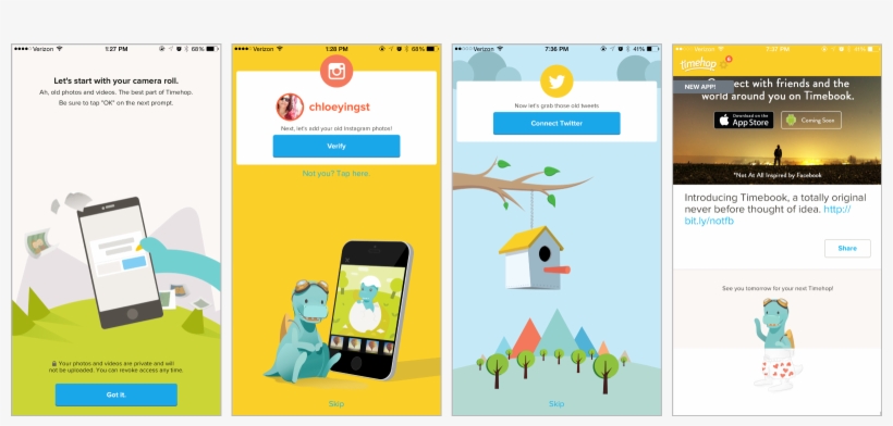 Timehop's Mascot, Abe, Is A Time Traveling Dinosaur - Mascot Onboarding, transparent png download