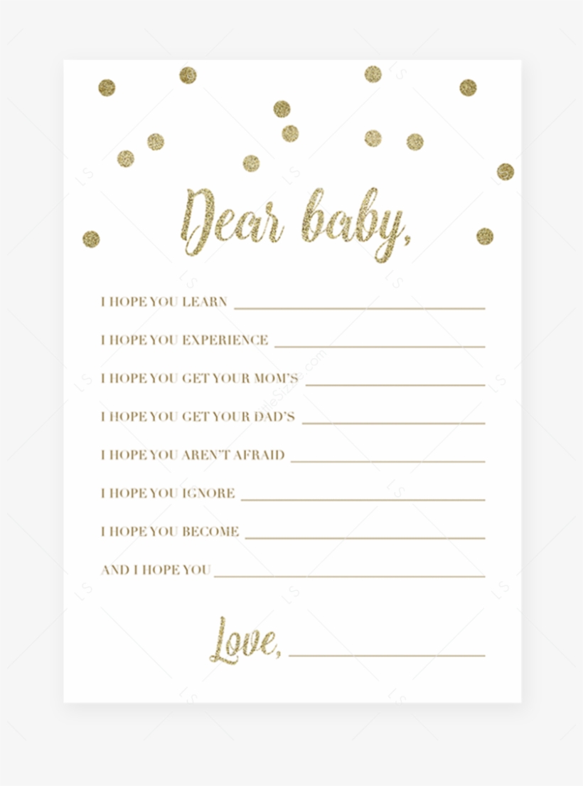 Gold Confetti Baby Wishes Card By Littlesizzle - Baby Shower, transparent png download