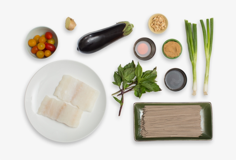 Cod & Miso Soba Noodles With Multicolored Cherry Tomatoes, transparent png download