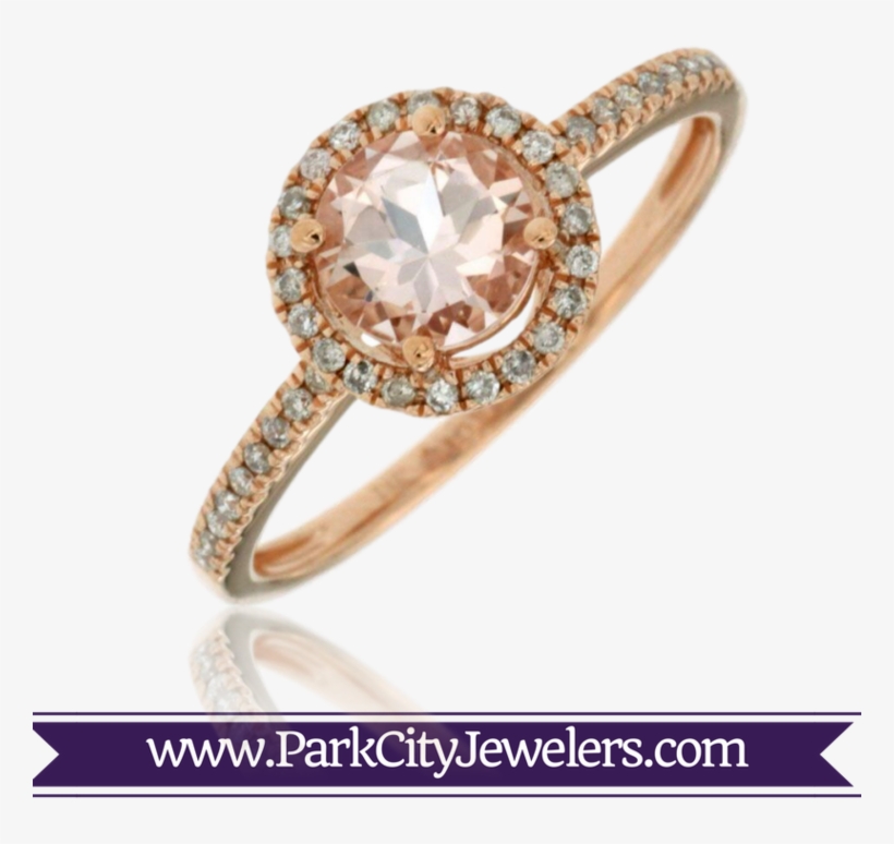 Round Morganite & Halo Diamond Ring - Solitaire Diamond Snowflake Ring, transparent png download