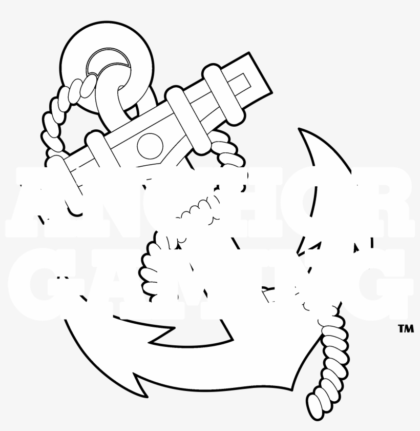Anchor Gaming 01 Logo Black And White - Line Art, transparent png download
