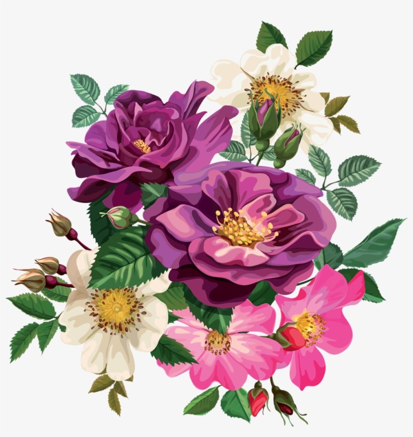 Rose Bouquet Cli̇part Transparent - Transparent Flowers Png, transparent png download