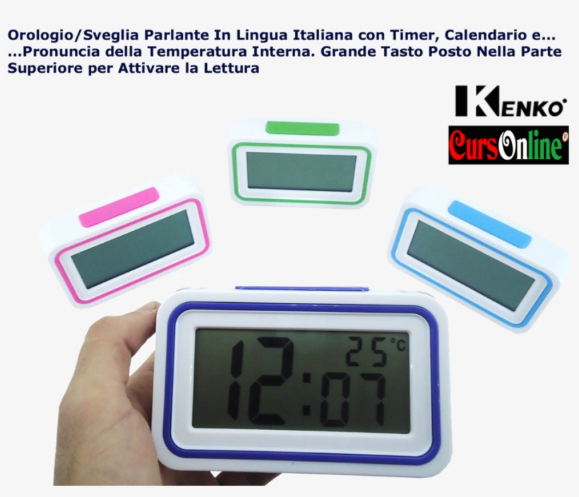 Alarm/clock With Italian Voice And Thermometer Kenko - Kenko Multi Function Clock, transparent png download