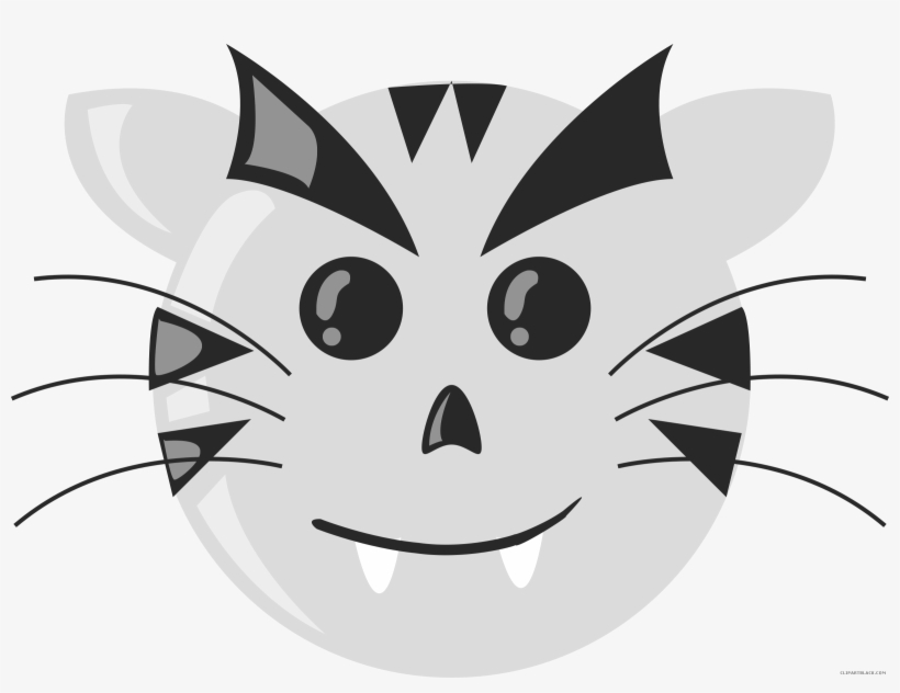 Tiger Animal Free Black White Images Clipartblack - Custom Yellow Cat Face Shower Curtain, transparent png download