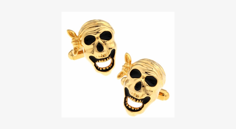 Gold Plate Pirate Skull Cufflinks - Pirate Skull Cufflinks, transparent png download