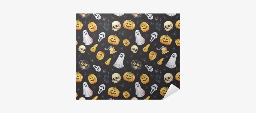 Happy Halloween Seamless Pattern Background - Watercolor Painting, transparent png download