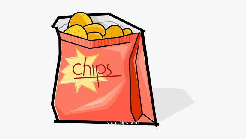 Bag Of Chips Royalty Free Vector Clip Art Illustration - Bag Of Chips Clip Art, transparent png download