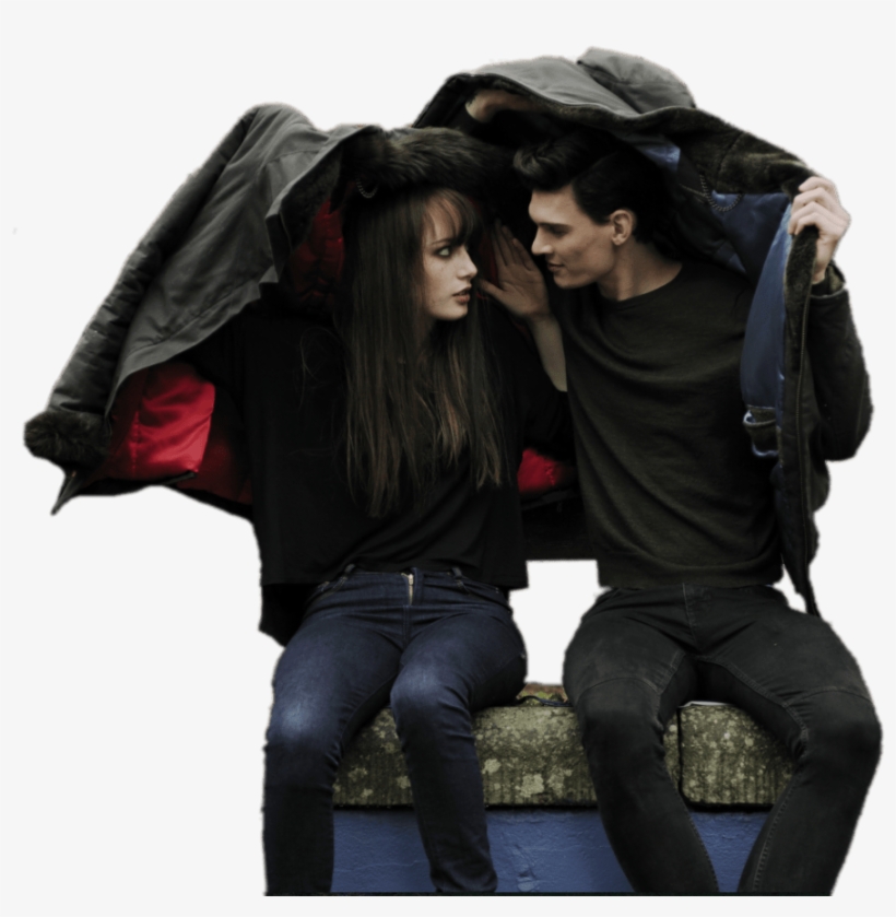 Couple Hiding From The Rain With Jackets On Heads - Couple, transparent png download