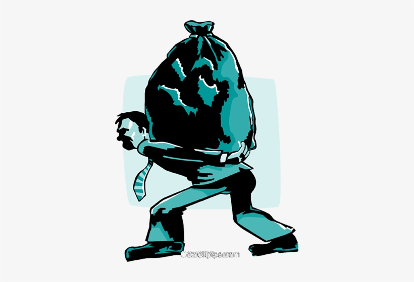 Business Man Carrying Garbage Bag Royalty Free Vector - Homem Carregando Sacos Desenho, transparent png download