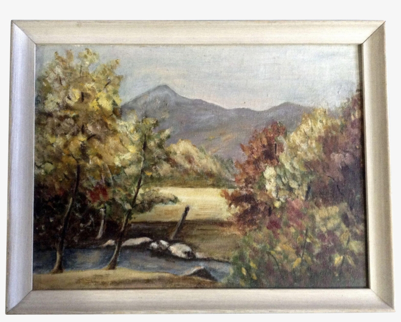 Mountain Vistas Through The Autumn Trees Oil Painting - Picture Frame, transparent png download