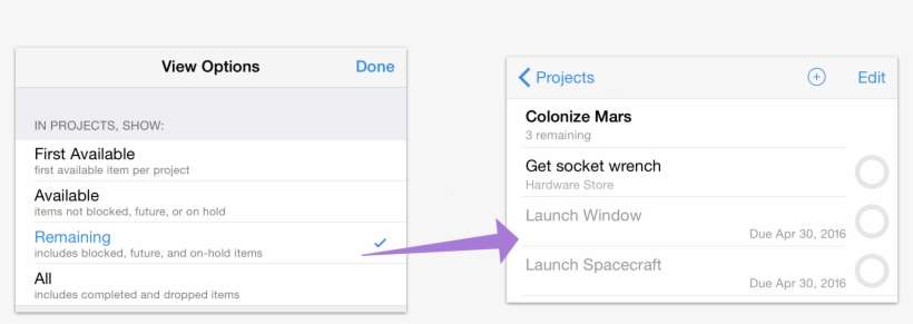 Deferred Items As Seen With View Options Set To Remaining - Omnifocus Defer, transparent png download