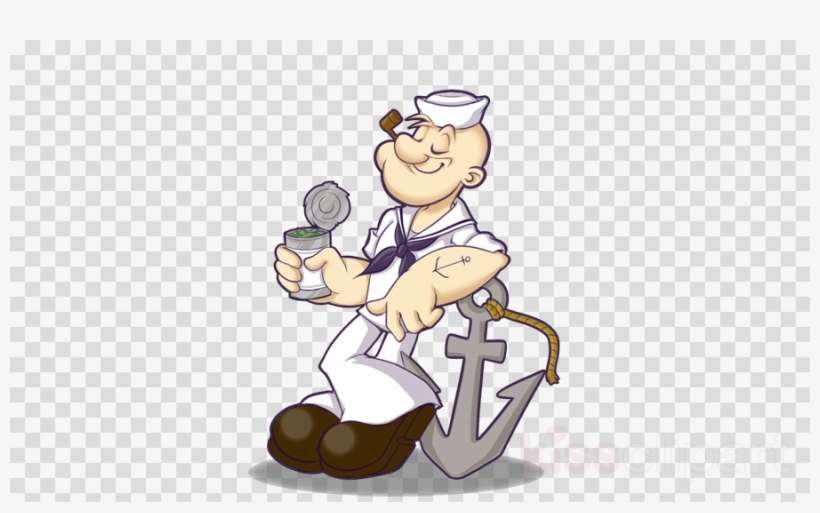 Moschino Jeans Popeye T Shirt Clipart Popeye Bluto - Popeye The Sailor Man In White Uniform, transparent png download