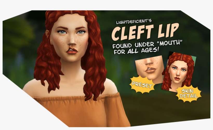 “lightdeficient's Cleft Lip Pack So, I've Been Working - Lip Preset Sims 4, transparent png download