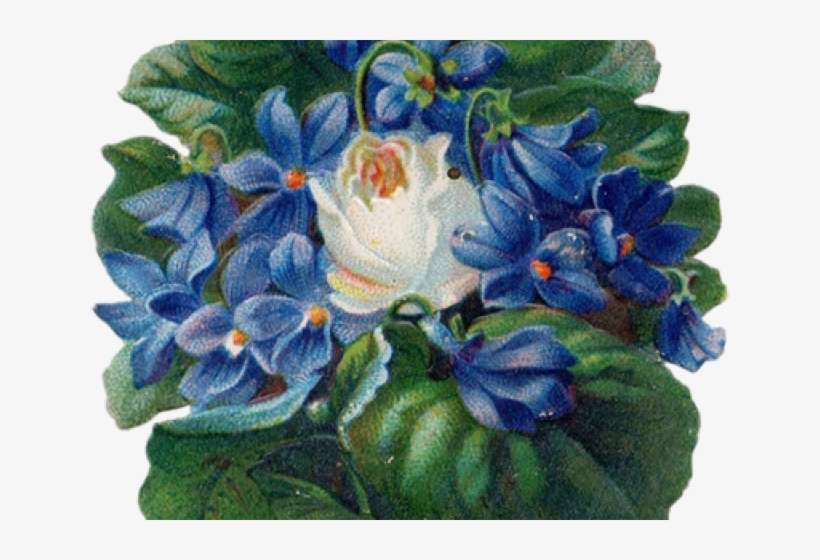 Vintage Flower Clipart Transparent Background - Blue Flower Png Vintage, transparent png download