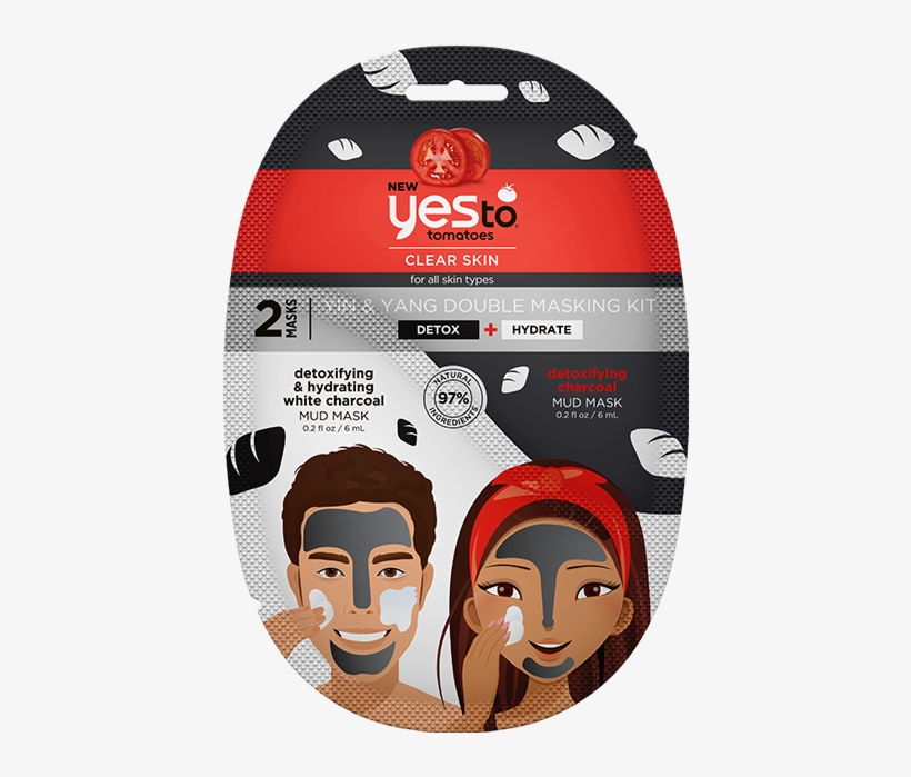 Yin & Yang Detoxifying & Hydrating Black & White Charcoal - Yes To Tomatoes Detoxifying Charcoal Paper Mask, transparent png download