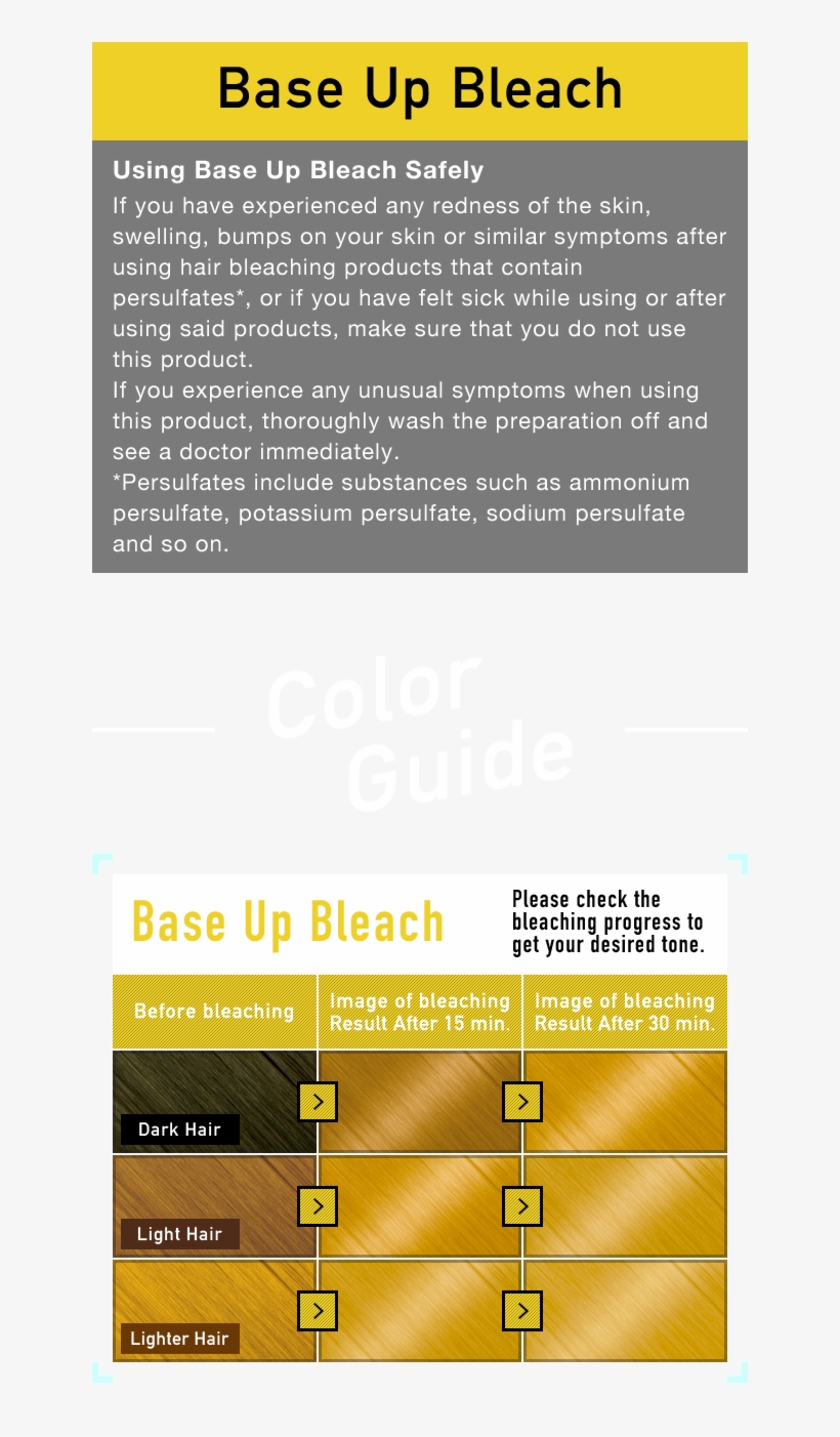 Base Up Bleach Color Guide Base Up Bleach Human Hair Color PNG Image