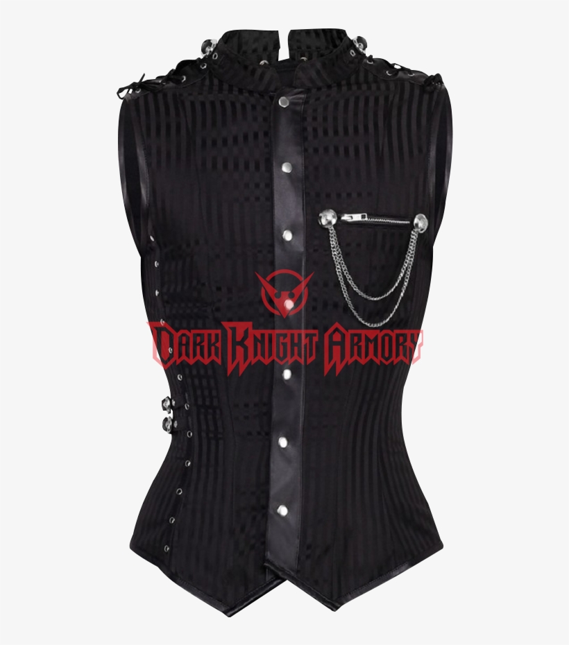 Gothic Black Striped Brocade Shaper Vest - Korsett Herren Jacke Steampunk Elegant Schwarz Gestreift, transparent png download