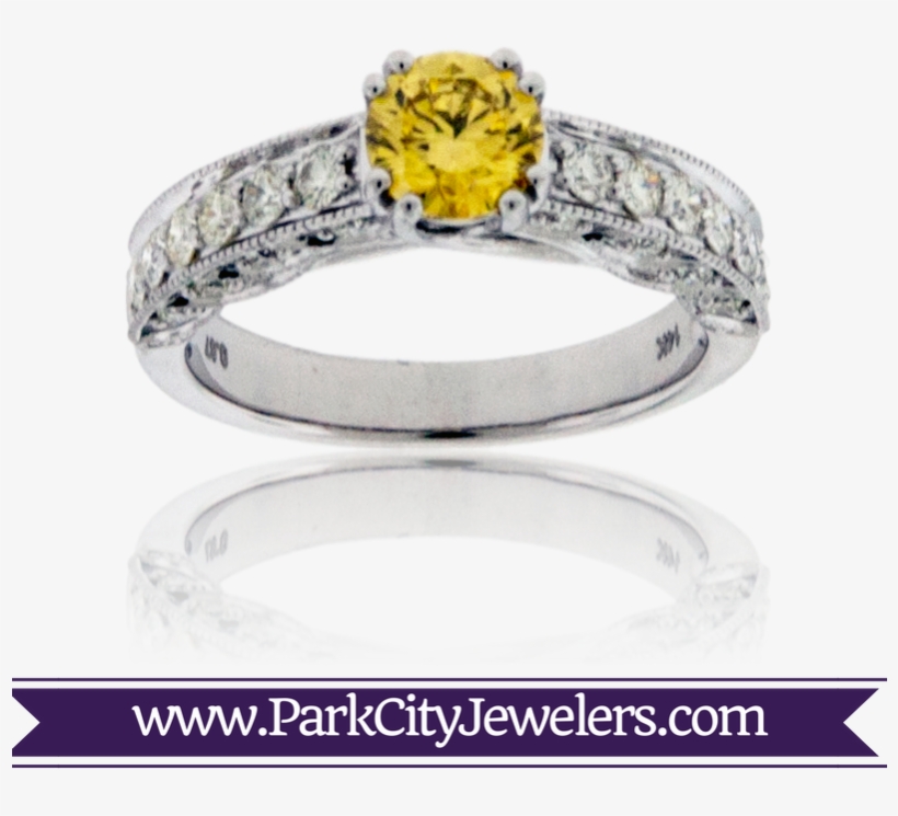Yellow Diamond Engagement Ring - Green Amethyst & Diamond Ring, transparent png download