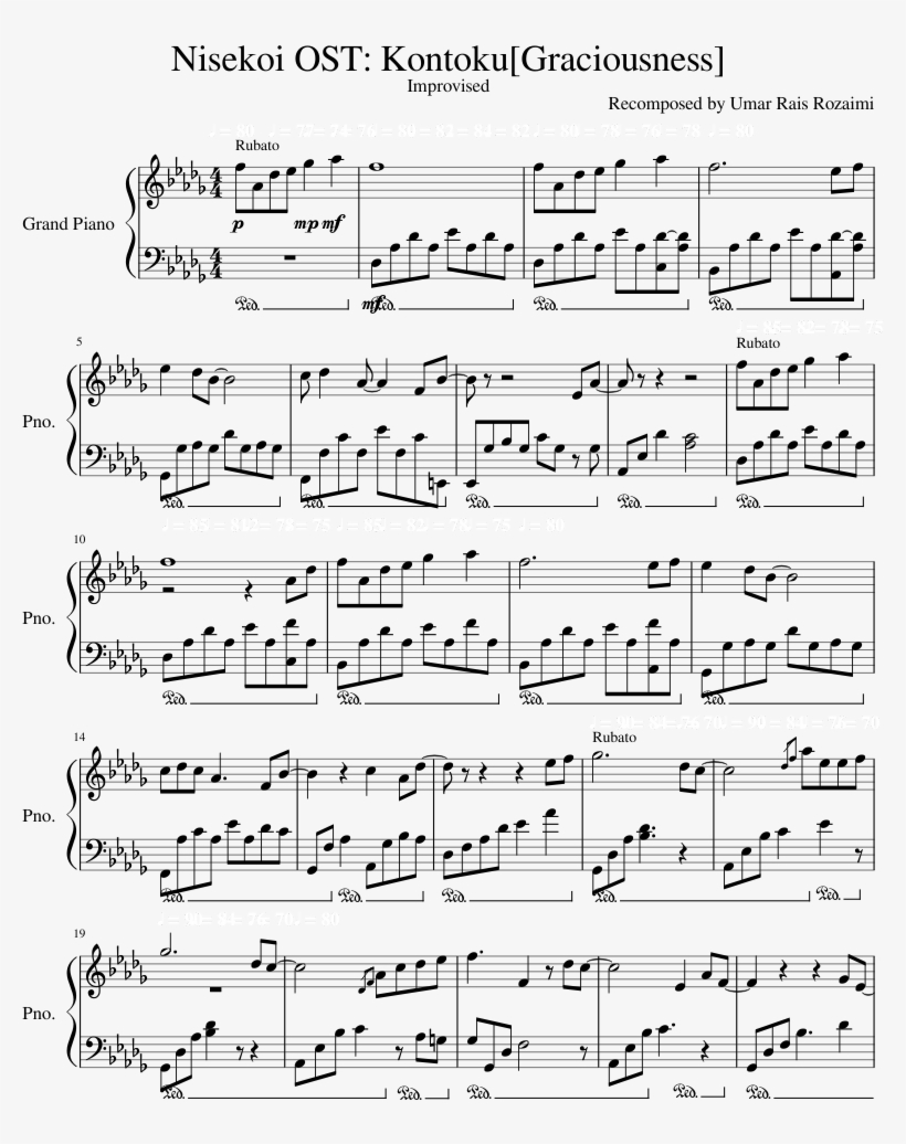 Kontoku[graciousness] Improvised Sheet Music For Piano, - We Thank Thee O God For A Prophet Sheet Music, transparent png download