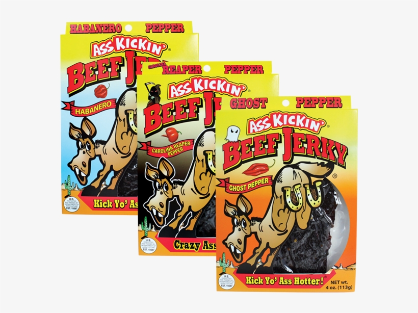 Ass Kickin' Beef Jerky 3 Pack - Ass Kickin' Carolina Reaper Pepper Beef Jerky, transparent png download
