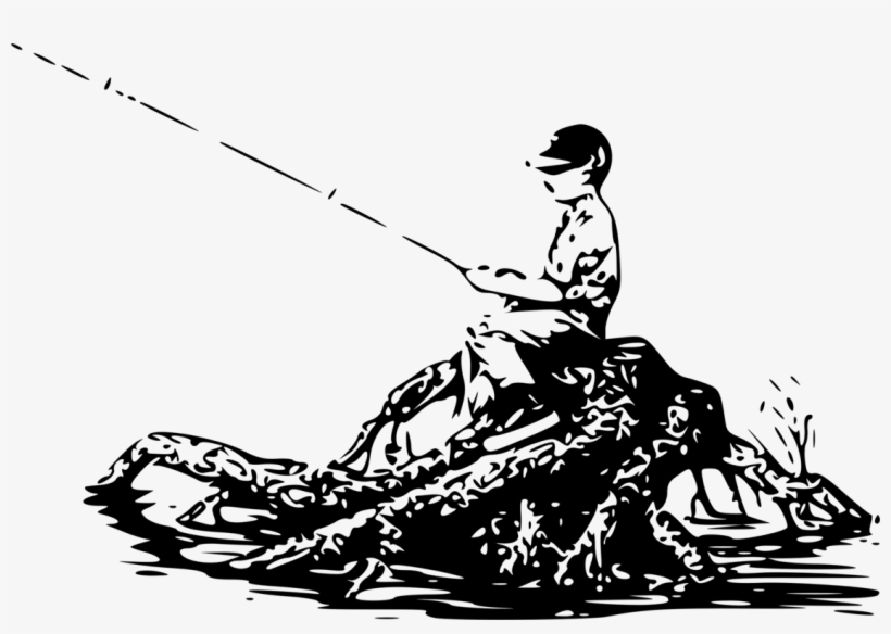 Fishing Drawing Line Art Black And White - Fishing Clip Art, transparent png download