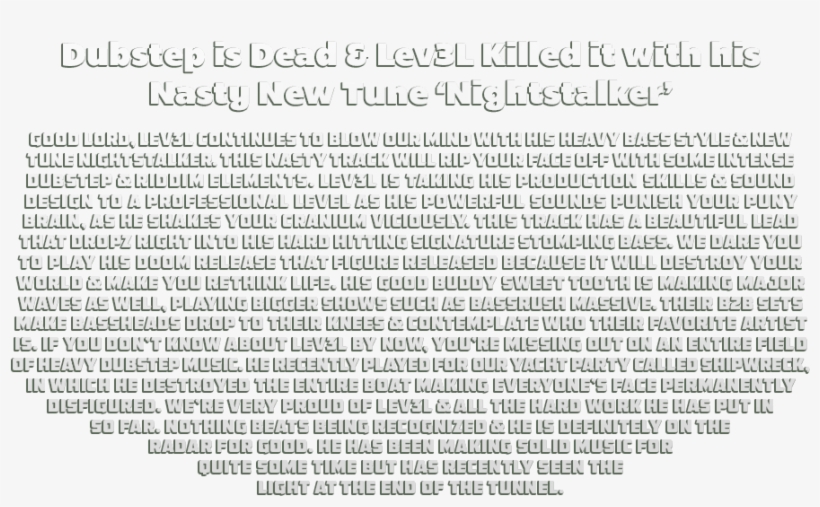 Dubstep Is Dead, & Lev3l Killed It W/ New Nasty Tune - Dubstep Is Dead, transparent png download